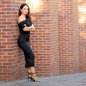 Black Midi Dress Work Cocktail Womens ASOS Size 2